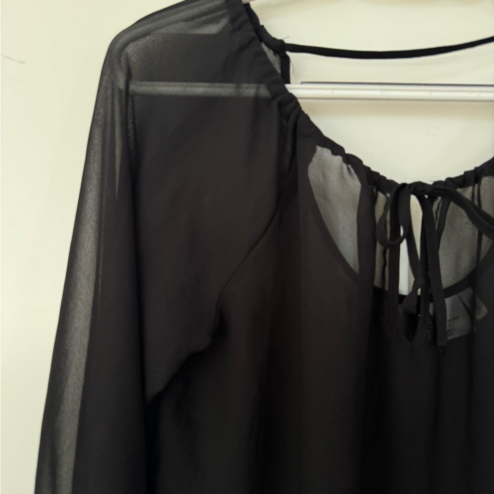 H&M Black Sheer Top with Tie